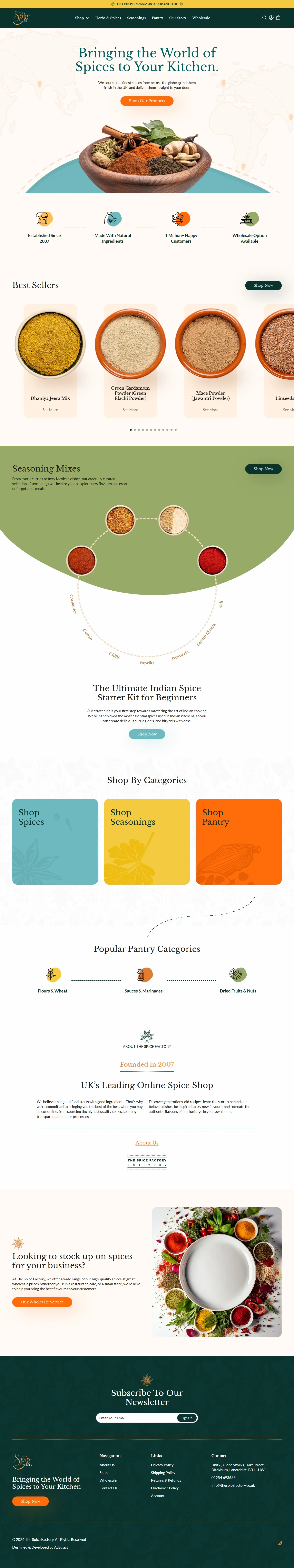 Homepage of The Spice Factory